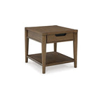 Table d'appoint Howie, tiroir et étagère, bois marron rectangulaire 66 cm