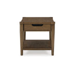 Table d'appoint Howie, tiroir et étagère, bois marron rectangulaire 66 cm