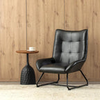 Fauteuil d'appoint dossier à oreilles en similicuir de 35,5 po avec pieds en métal