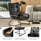 Fauteuil d'appoint dossier à oreilles en similicuir de 35,5 po avec pieds en métal