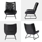 Fauteuil d'appoint dossier à oreilles en similicuir de 35,5 po avec pieds en métal