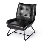 Fauteuil d'appoint dossier à oreilles en similicuir de 35,5 po avec pieds en métal