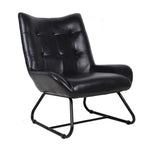 Fauteuil d'appoint dossier à oreilles en similicuir de 35,5 po avec pieds en métal