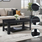 Table basse à 2 tiroirs avec étagère