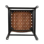 Tabourets de bar en cuir PU, chaises hautes avec dossier tressé et cadre en bois d'hévéa, noir marron (lot de 2)