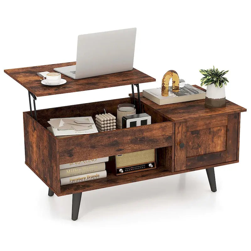 Table basse relevable avec rangement et compartiment caché