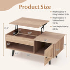Table basse relevable avec rangement et compartiment caché