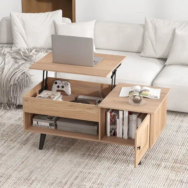 Table basse relevable avec rangement et compartiment caché