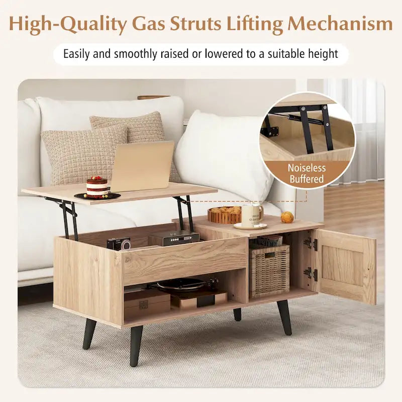 Table basse relevable avec rangement et compartiment caché