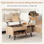 Table basse relevable avec rangement et compartiment caché