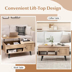 Table basse relevable avec rangement et compartiment caché