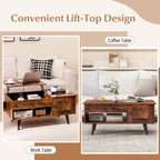 Table basse relevable avec rangement et compartiment caché