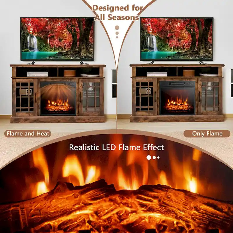 Meuble TV console de 48 po avec foyer intégré