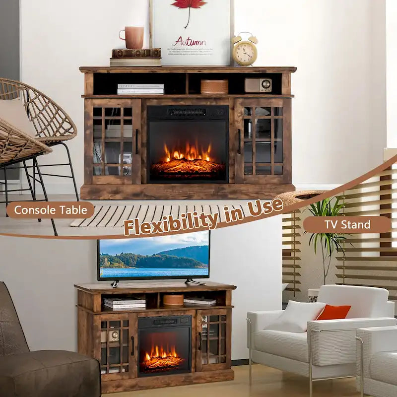 Meuble TV console de 48 po avec foyer intégré