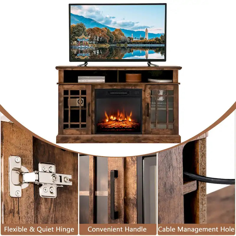 Meuble TV console de 48 po avec foyer intégré