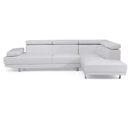 Canapé d'angle modulable en similicuir en forme de L - 109 - Blanc