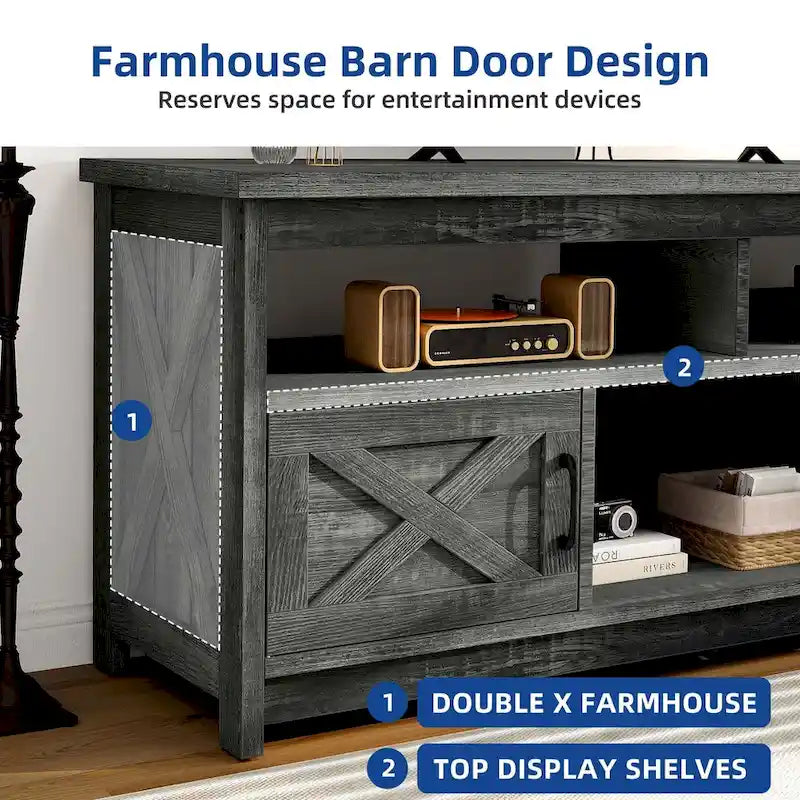 Meuble TV de ferme 59, console multimédia, centre de divertissement avec armoires de rangement et étagères