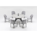 Table à manger ronde extensible 7 pièces et 6 chaises de salle à manger avec pieds en métal