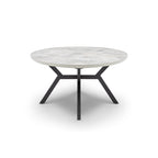Table à manger ronde extensible 7 pièces et 6 chaises de salle à manger avec pieds en métal
