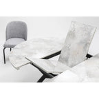 Table à manger ronde extensible 7 pièces et 6 chaises de salle à manger avec pieds en métal