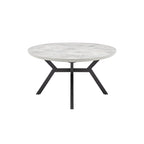 Table à manger ronde extensible 7 pièces et 6 chaises de salle à manger avec pieds en métal
