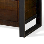 Meuble TV Flint, 3 tiroirs, 2 étagères, bois marron foncé, 198 cm