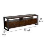 Meuble TV Flint, 3 tiroirs, 2 étagères, bois marron foncé, 198 cm