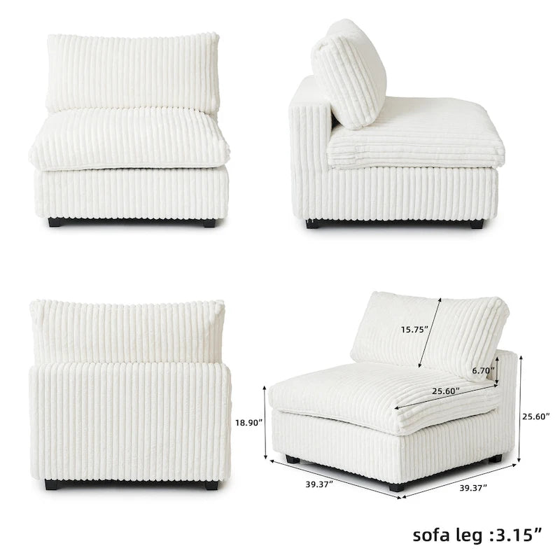 Canapé sectionnel modulaire en peluche douce 157,48 cm, 4 places, rembourré, pour salon