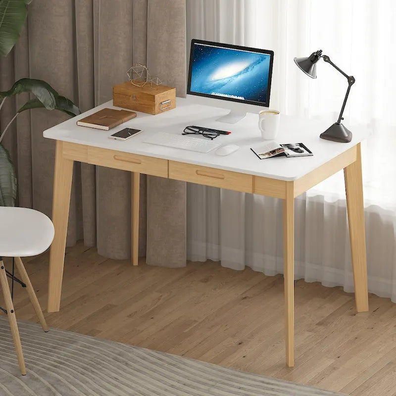 Bureau d'ordinateur en bois de 99,06 cm avec 2 tiroirs - 4 couleurs