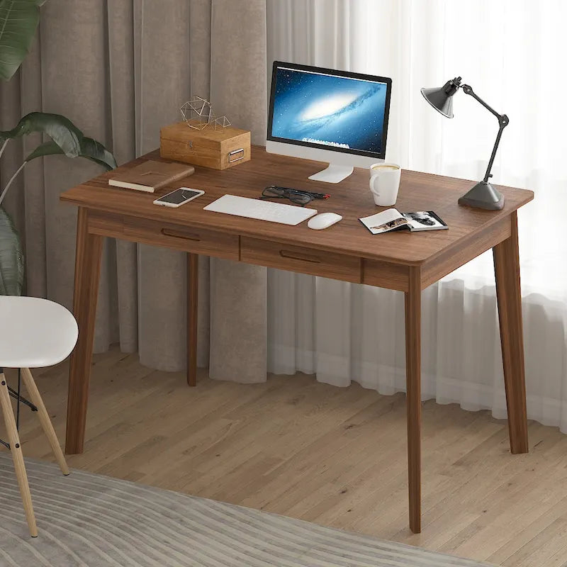 Bureau d'ordinateur en bois de 99,06 cm avec 2 tiroirs - 4 couleurs