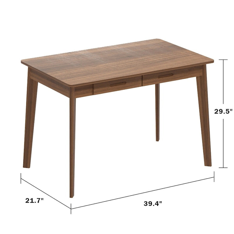 Bureau d'ordinateur en bois de 99,06 cm avec 2 tiroirs - 4 couleurs