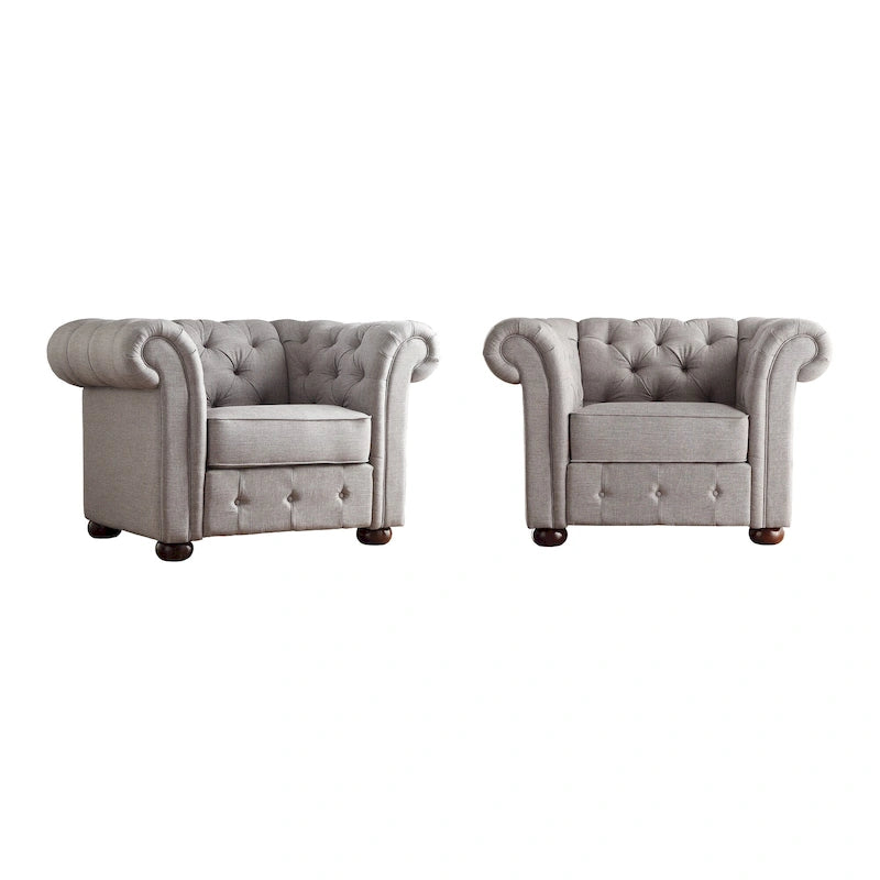 Fauteuil Chesterfield Gdansk à accoudoirs arrondis capitonnés