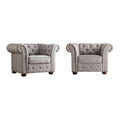 Fauteuil Chesterfield Gdansk à accoudoirs arrondis capitonnés