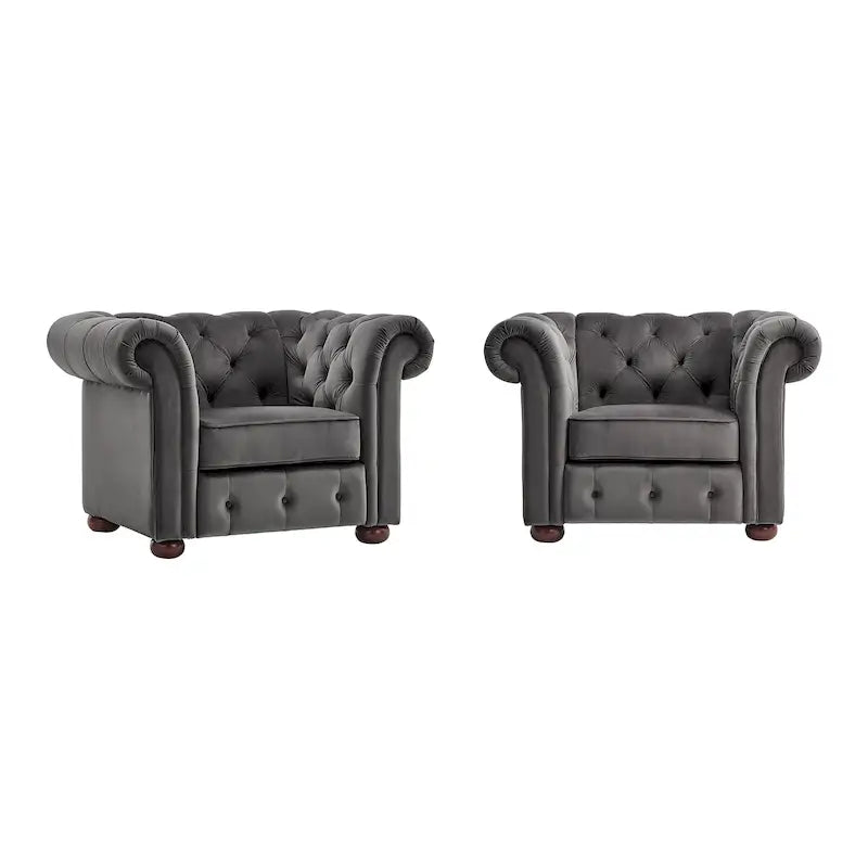 Fauteuil Chesterfield Gdansk à accoudoirs arrondis capitonnés