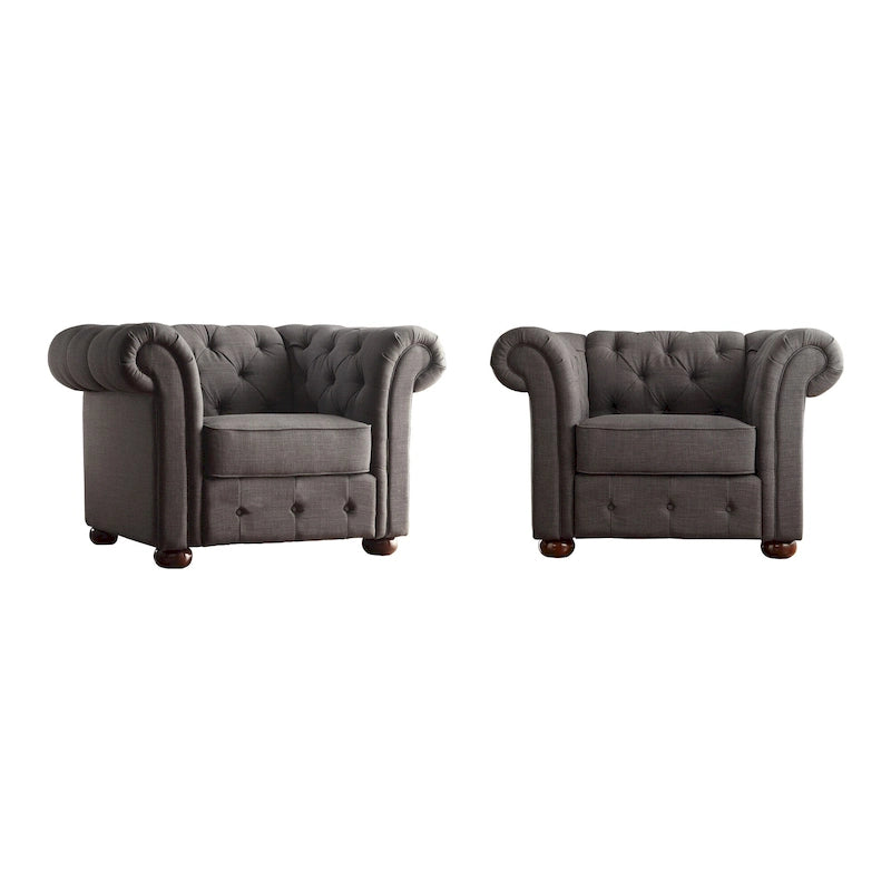 Fauteuil Chesterfield Gdansk à accoudoirs arrondis capitonnés