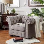 Fauteuil Chesterfield Gdansk à accoudoirs arrondis capitonnés