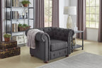 Fauteuil Chesterfield Gdansk à accoudoirs arrondis capitonnés