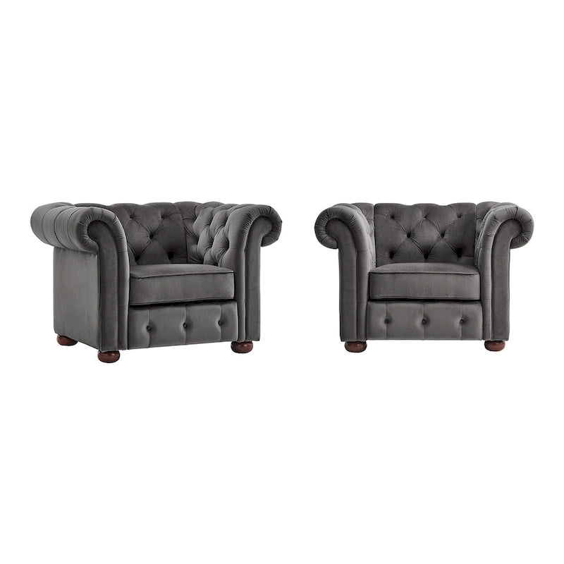 Fauteuil Chesterfield Gdansk à accoudoirs arrondis capitonnés