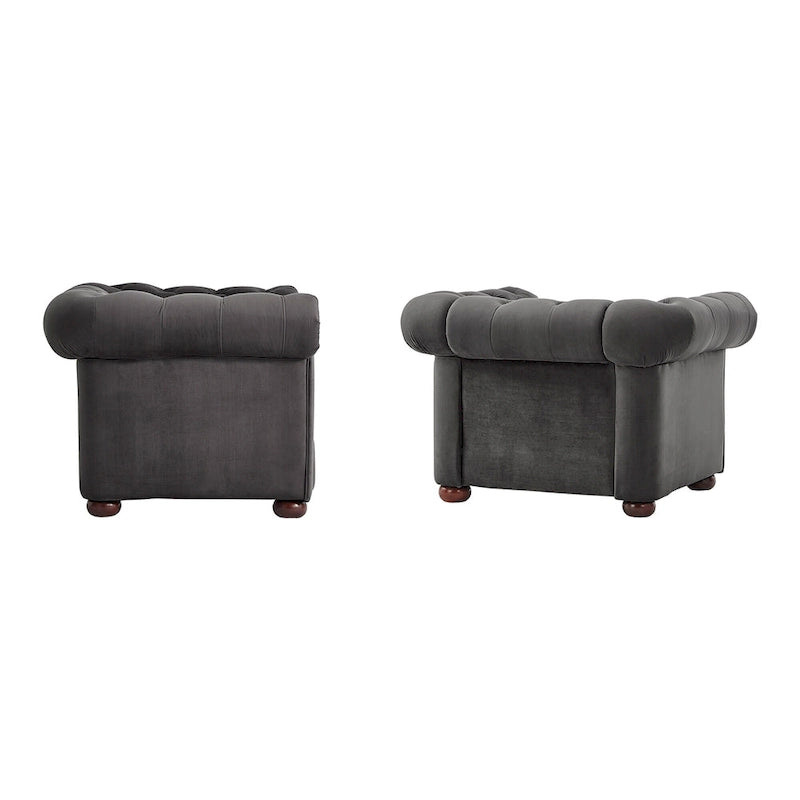 Fauteuil Chesterfield Gdansk à accoudoirs arrondis capitonnés