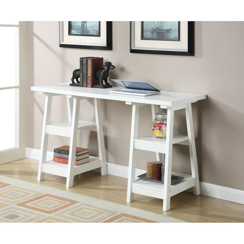 Bureau double tréteau Designs2Go avec étagères