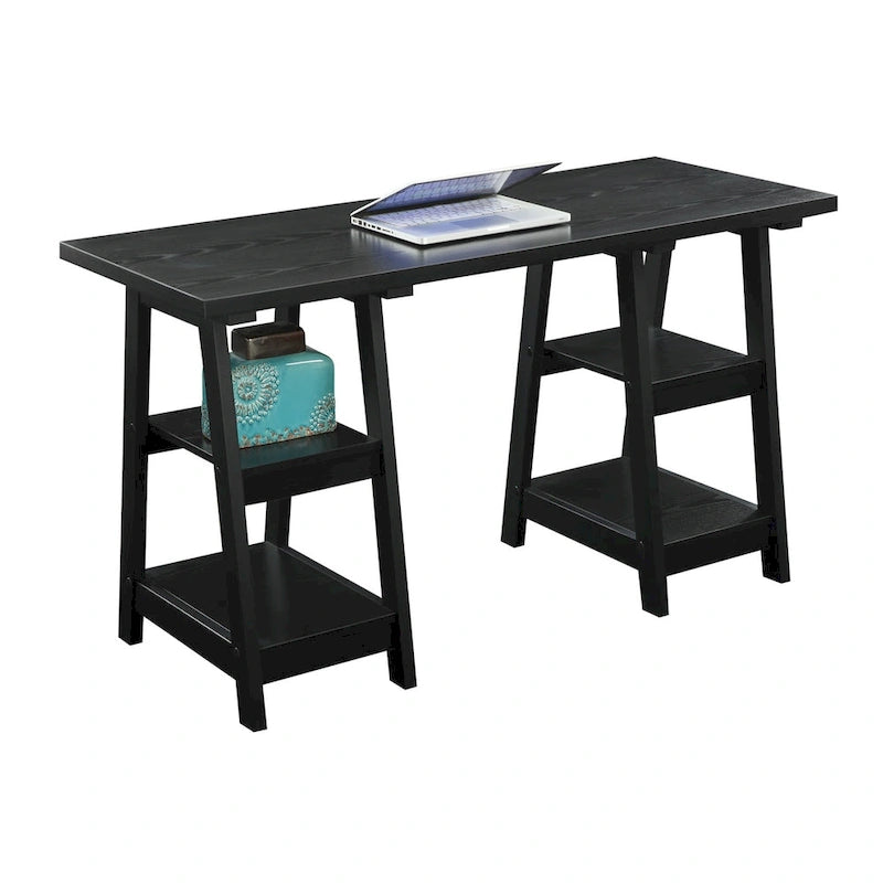 Bureau double tréteau Designs2Go avec étagères