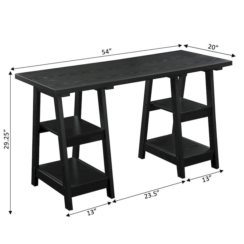 Bureau double tréteau Designs2Go avec étagères