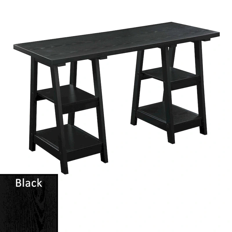 Bureau double tréteau Designs2Go avec étagères