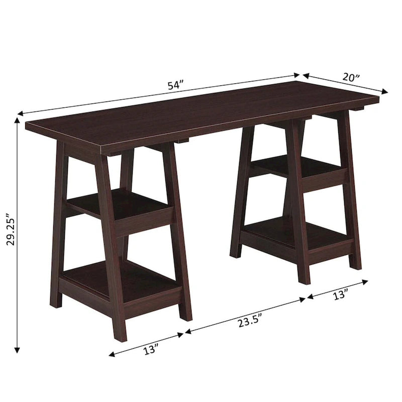 Bureau double tréteau Designs2Go avec étagères