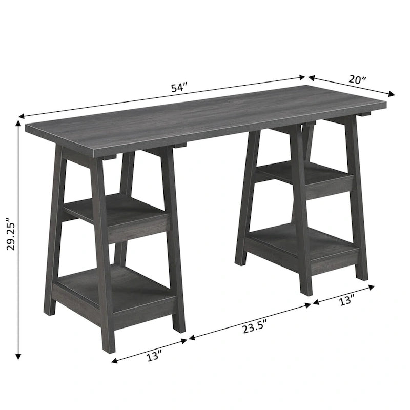 Bureau double tréteau Designs2Go avec étagères