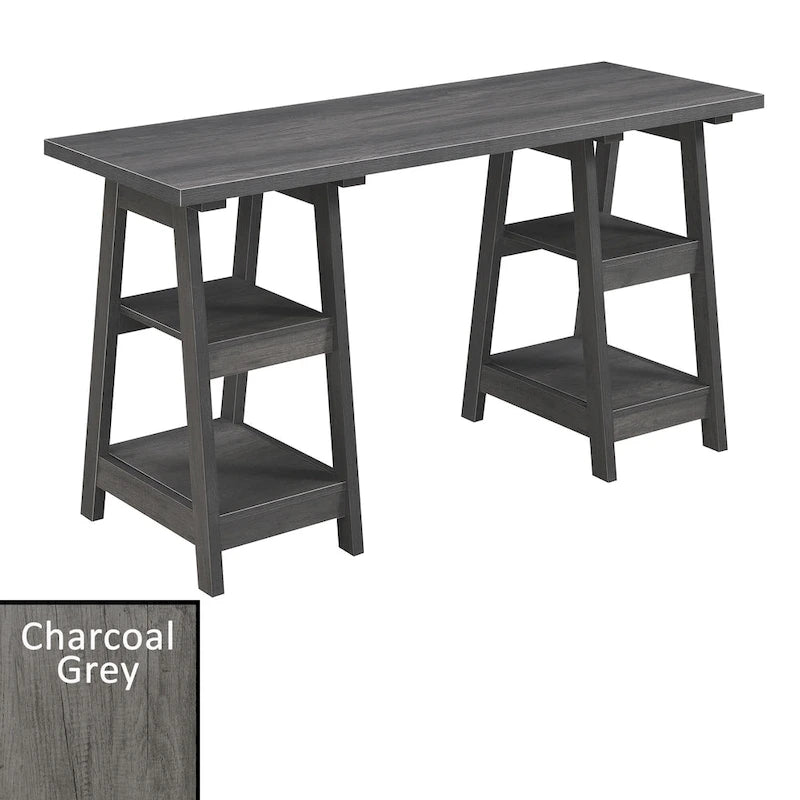 Bureau double tréteau Designs2Go avec étagères