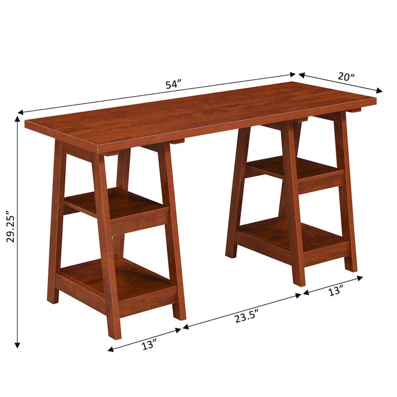 Bureau double tréteau Designs2Go avec étagères