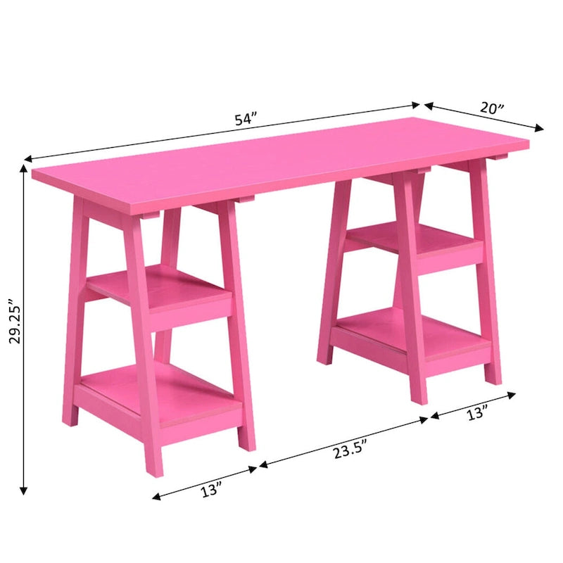 Bureau double tréteau Designs2Go avec étagères