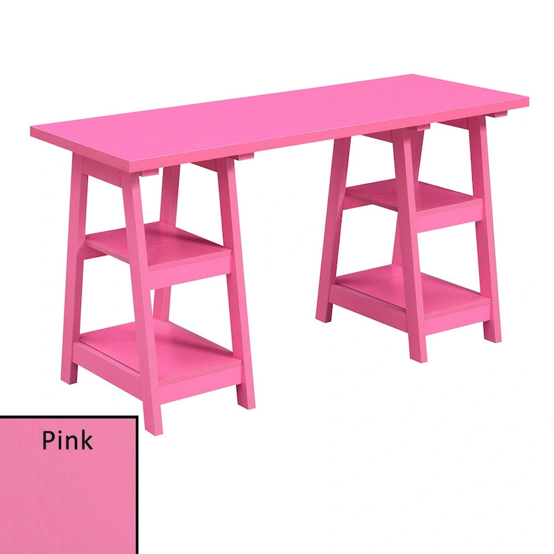 Bureau double tréteau Designs2Go avec étagères