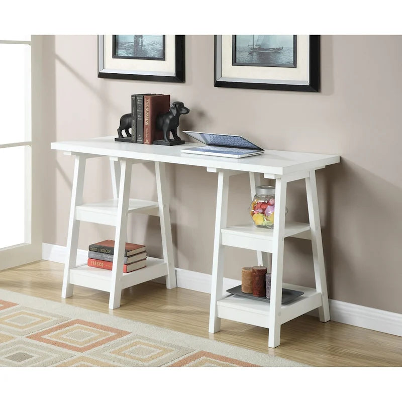 Bureau double tréteau Designs2Go avec étagères